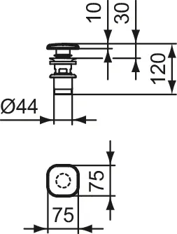 Ideal Standard Push-Open-Ventil quadratisch, Chrom, 120x75x75 mm, für Handwaschbecken Ideal Standard Push-Open-Ventil quadratisch, Chrom, 120x75x75 mm, für Handwaschbecken