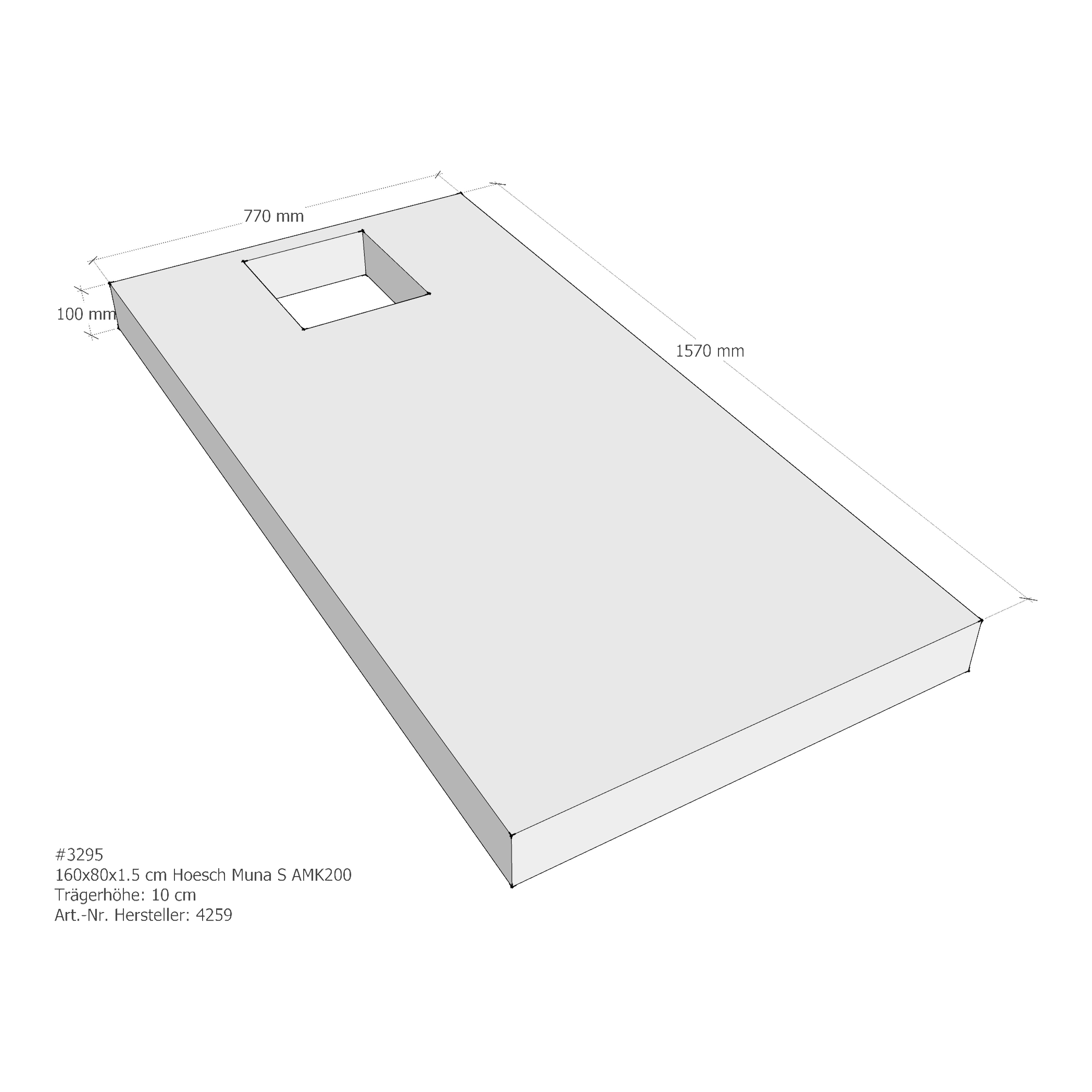 Duschwannenträger für Hoesch Muna S 160 × 80 × 1,5 cm