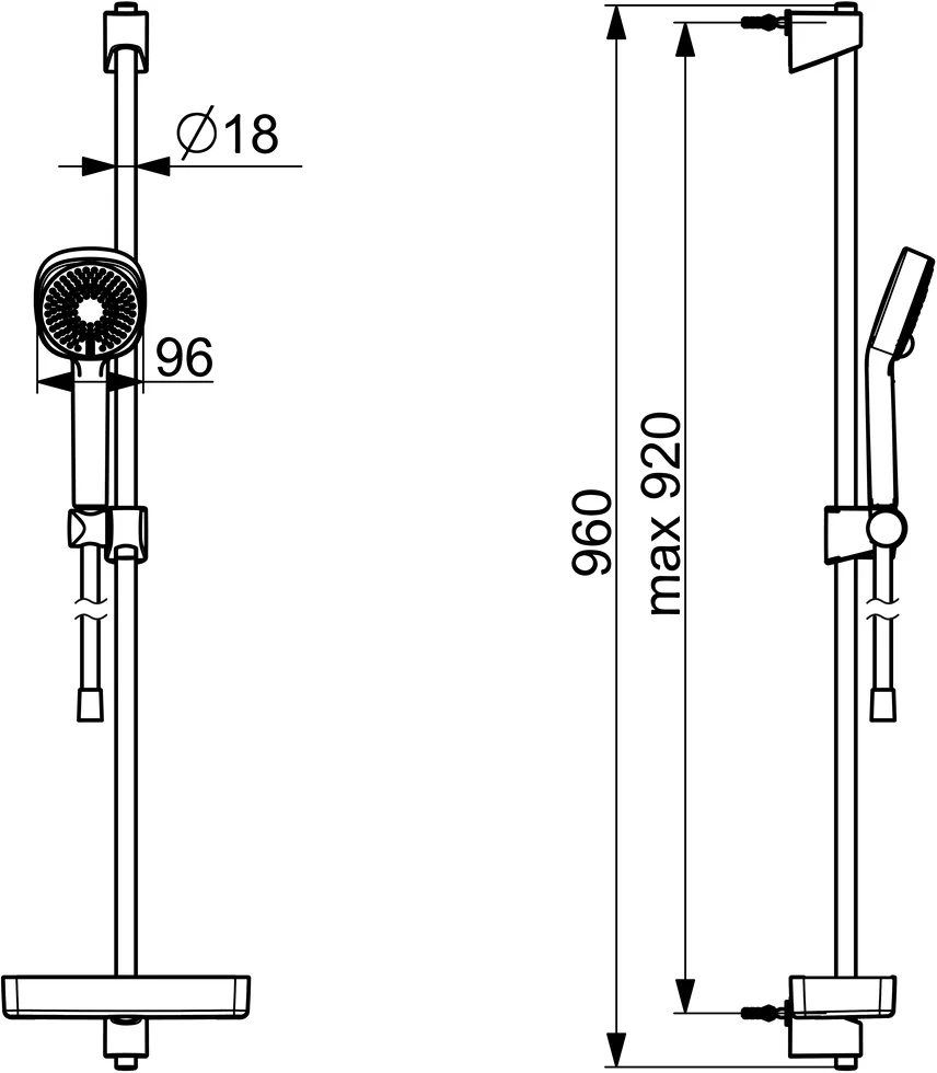 HansaBASICJET Style Wandstangen-Brausenset 4479 3-strahlig Chrom