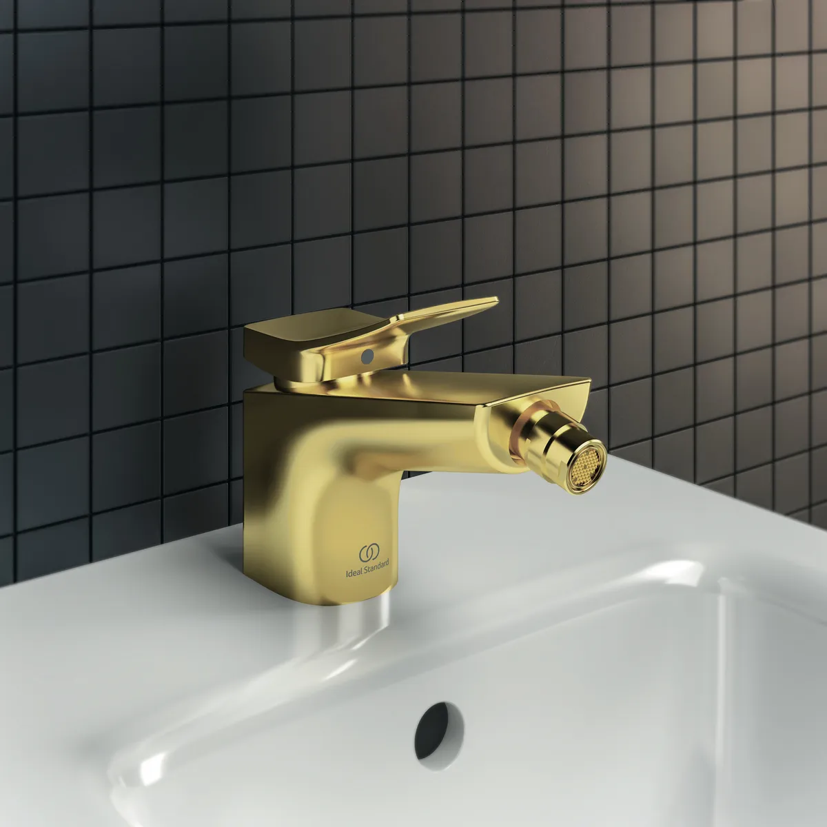 Ideal Standard Bidetarmatur CONCA Arm, Ausladung 133mm, Brushed Gold