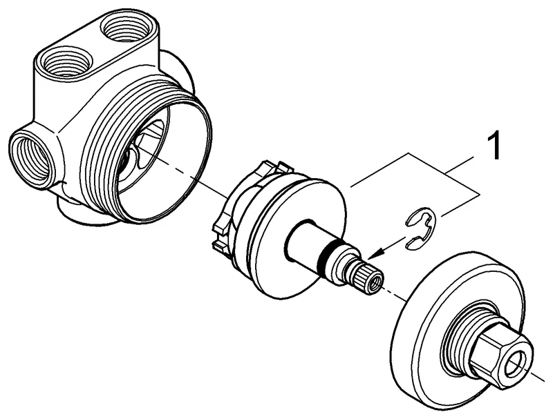 Grohe UP-Ventile Unterbau 5-Wege-Umstellung 29033, Unterputz-Einbaukörper, Anschluss kalt und warm ½, 2 Abgänge ½, 1 Wannenabgang ¾, Einbautiefe stufenlos einstellbar 66 - 113 mm Grohe UP-Ventile Unterbau 5-Wege-Umstellung 29033, Unterputz-Einbaukörper, Anschluss kalt und warm ½, 2 Abgänge ½, 1 Wannenabgang ¾, Einbautiefe stufenlos einstellbar 66 - 113 mm