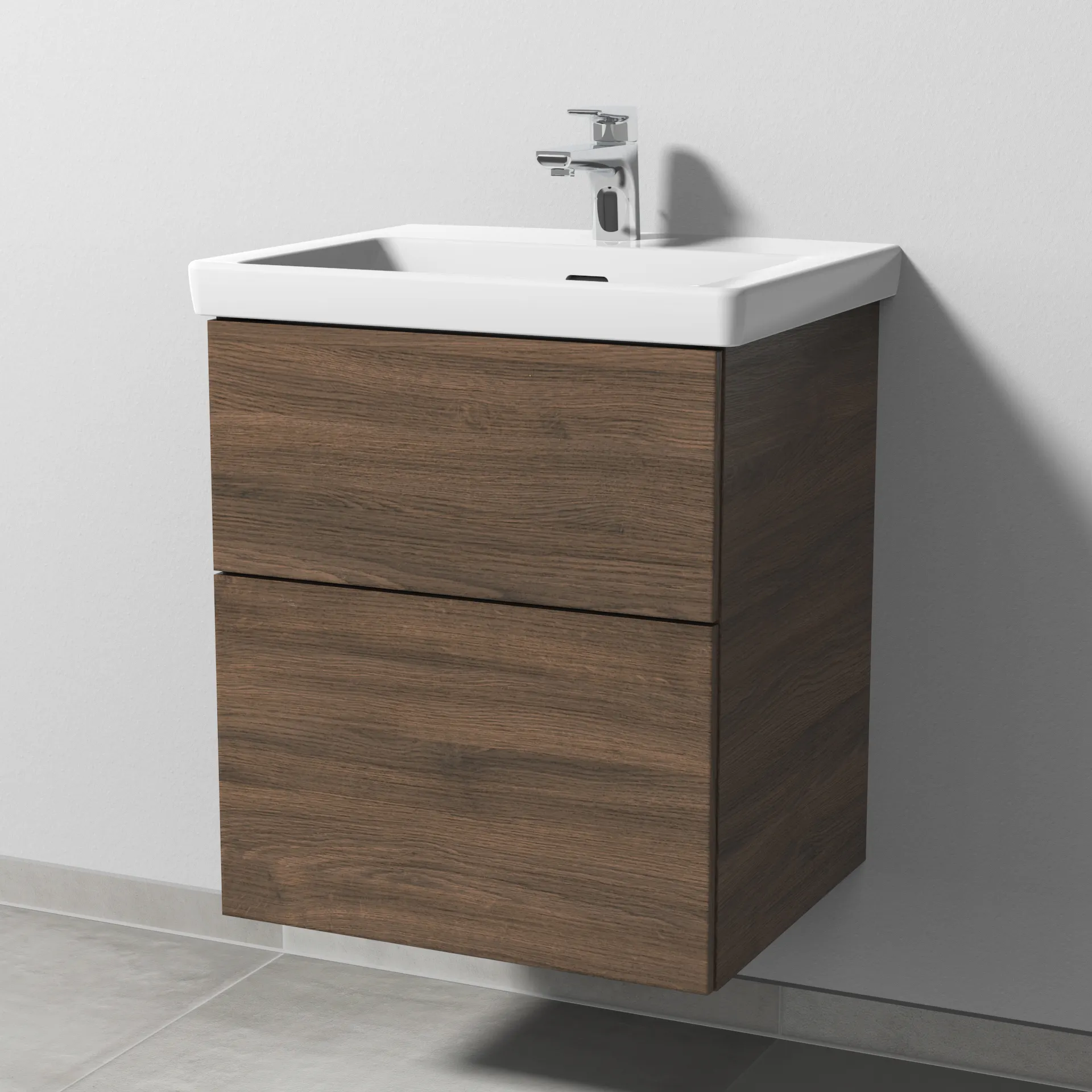 Sanipa Waschtischunterschrank „3way“ 507 × 588 × 432 mm in Eiche Arizona, Becken mittig
