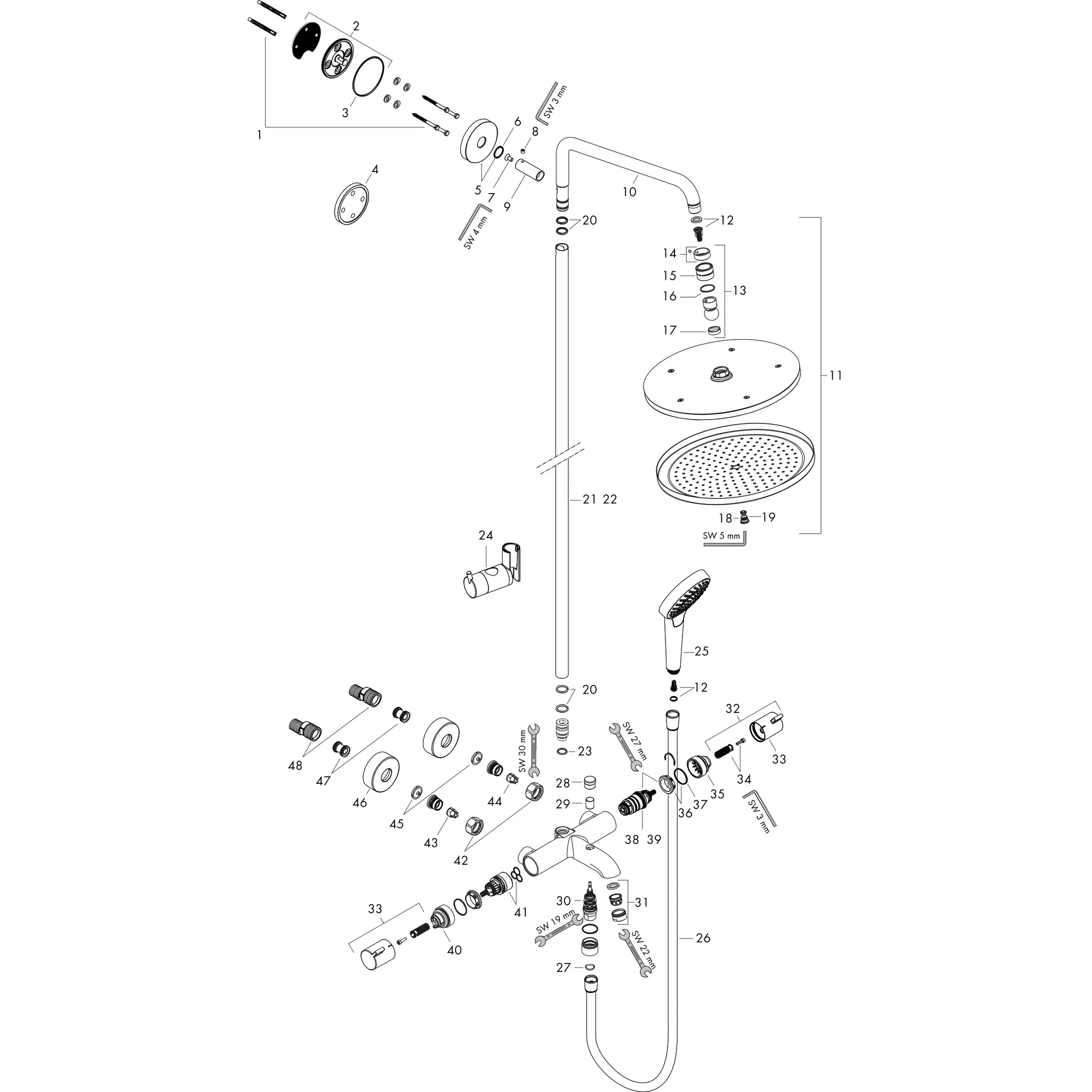 Showerpipe Croma Select S 280 Wanne chrom Showerpipe Croma Select S 280 Wanne chrom
