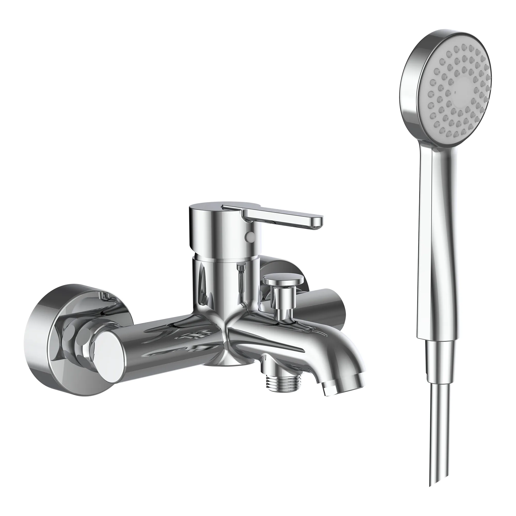 Einhebel-Wannenmischer Lua Anschlussdistanz 150 mm Ausladung 159 mm Temperaturlimitierung Mengenlimitierung Automatischer Umsteller Luftmischdüse M24x1 Kunststoffschlauch 1600 mm Handbrause chrom
