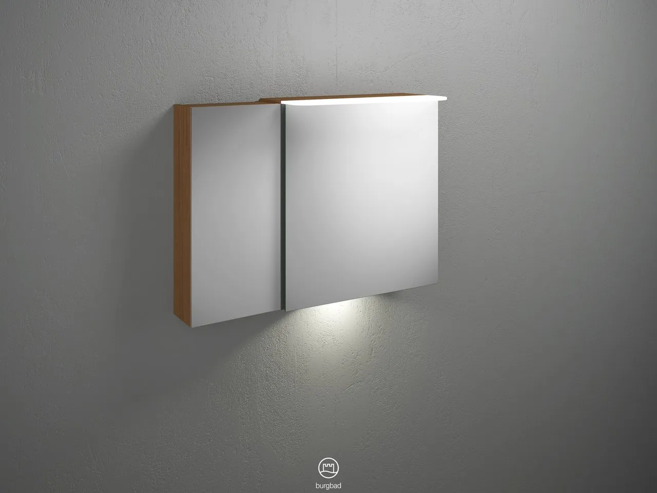 Burgbad Spiegelschrank Badu SFUB090, 310x900x665 mm, LED-Aufsatzleuchte 4200 K, Schalter-Steckdosenelement, Glaseinlegeböden