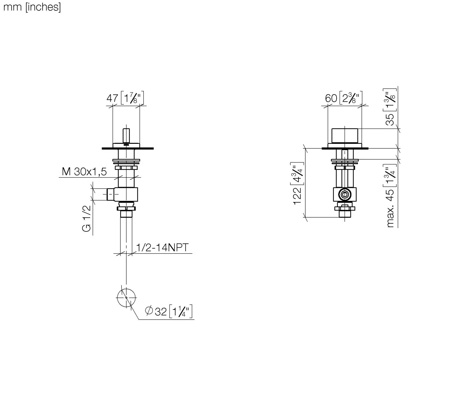 Dornbracht CL.1 Seitenventil, rechtsschließend, kalt Dornbracht CL.1 Seitenventil, rechtsschließend, kalt