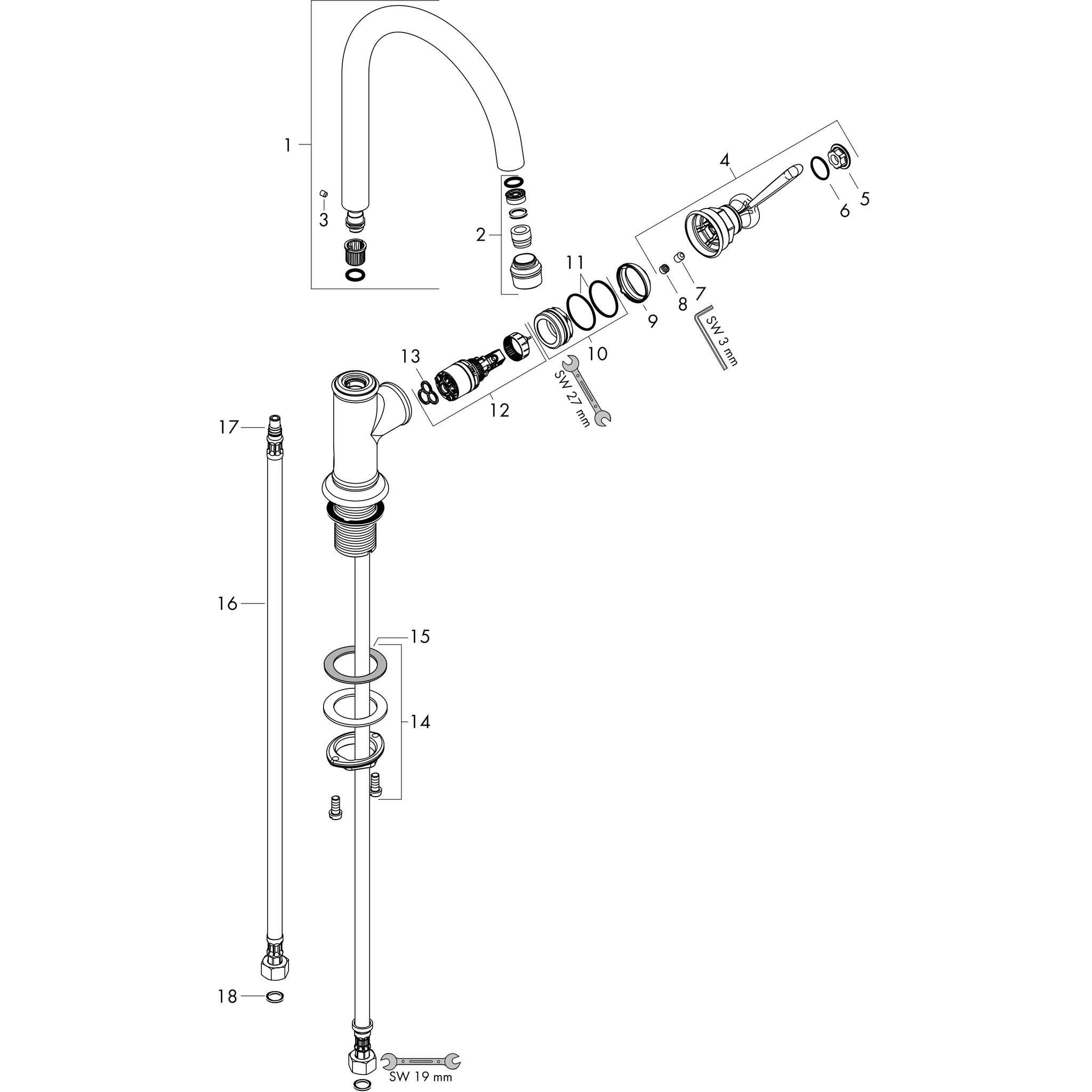 Hansgrohe AXOR Montreux Einhebel-Waschtischmischer 210 mit Hebelgriff und Ablaufgarnitur, Chrom Hansgrohe AXOR Montreux Einhebel-Waschtischmischer 210 mit Hebelgriff und Ablaufgarnitur, Chrom