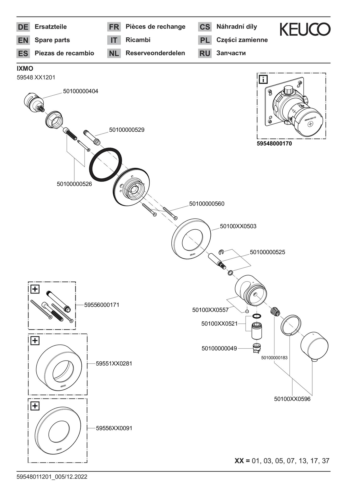 IXMO 3-Wege Umstellventil UP DN15 IXMO Comfort, rund Messing gebürstet IXMO 3-Wege Umstellventil UP DN15 IXMO Comfort, rund Messing gebürstet