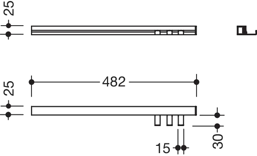 HEWI Ablage pulverbeschichtet in 48,2 × 2,5 × 5,5 cm HEWI Ablage pulverbeschichtet in 48,2 × 2,5 × 5,5 cm