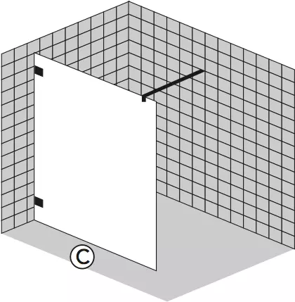 Sprinz Seitenwand Walk-In Freistehende Scheibe „Inloop“ inkl. Haltestange für #Türbreite#, B: 1000 mm H: 2100 mm T: 8 mm