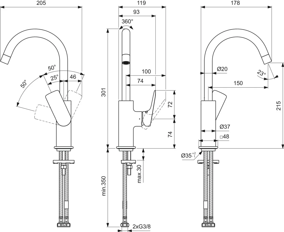 Einhand-Waschtischarmatur „Ceralife C“ Ausladung 150 mm Einhand-Waschtischarmatur „Ceralife C“ Ausladung 150 mm