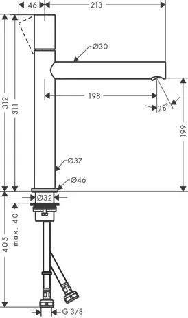 Hansgrohe AXOR Uno Einhebel-Waschtischmischer 200 mit Zylindergriff, Chrom Hansgrohe AXOR Uno Einhebel-Waschtischmischer 200 mit Zylindergriff, Chrom