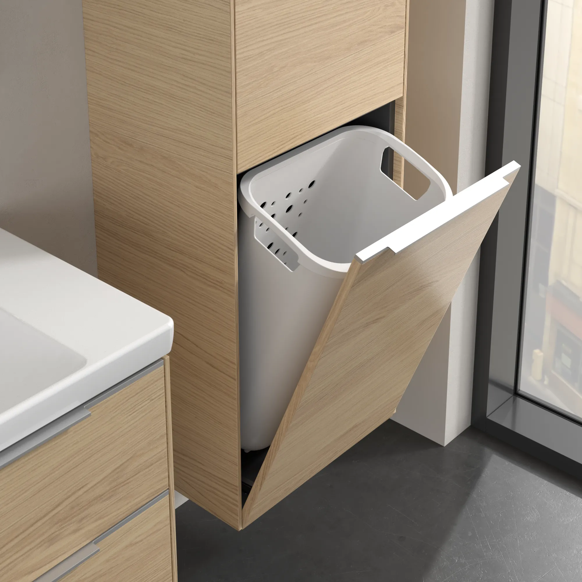Villeroy & Boch Subway 3.0 Hochschrank, Nordic Oak, 450x1710x346 mm, 1 Tür, 1 Wäscheklappe mit Korb, SoftClosing, Wandmontage Villeroy & Boch Subway 3.0 Hochschrank, Nordic Oak, 450x1710x346 mm, 1 Tür, 1 Wäscheklappe mit Korb, SoftClosing, Wandmontage
