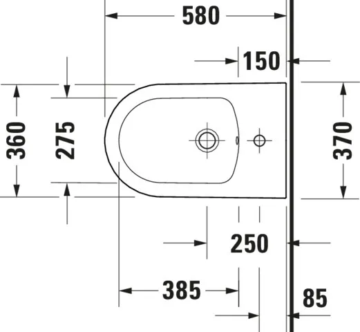 Duravit Stand-Bidet back to wall „White Tulip“, Befestigung sichtbar 37 × 58 × 42 cm