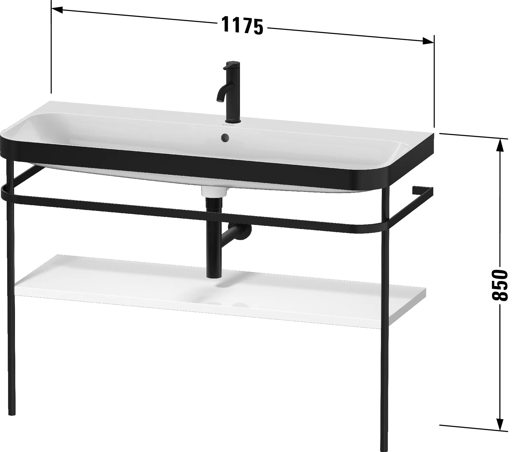 Duravit Waschtischunterschrank mit Metallkonsole „Happy D.2 Plus“ 117,5 × 85 × 49 cm in Nussbaum gebürstet