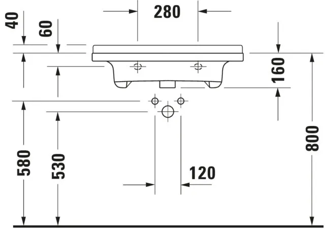 Wandwaschtisch „Starck 3“, mit Überlauf, Hahnlochposition mittig Wandwaschtisch „Starck 3“, mit Überlauf, Hahnlochposition mittig