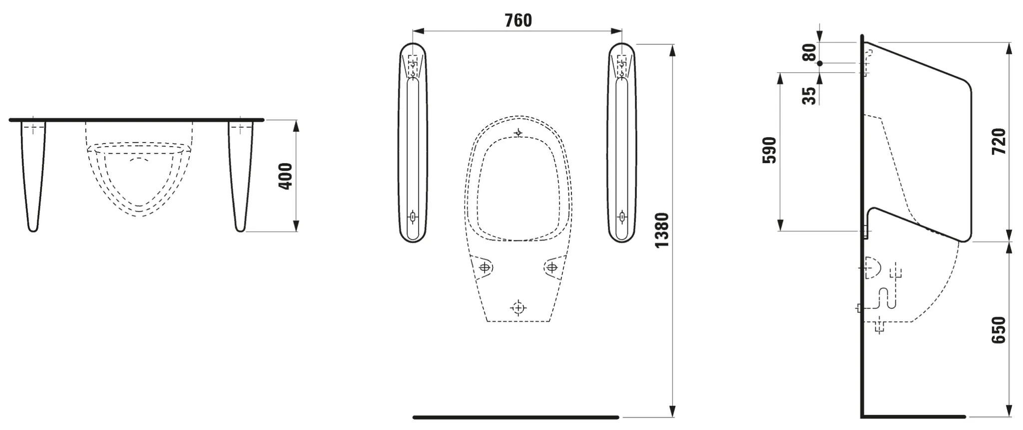 Urinal-Trennwand RION 400x100x720 weiß Urinal-Trennwand RION 400x100x720 weiß