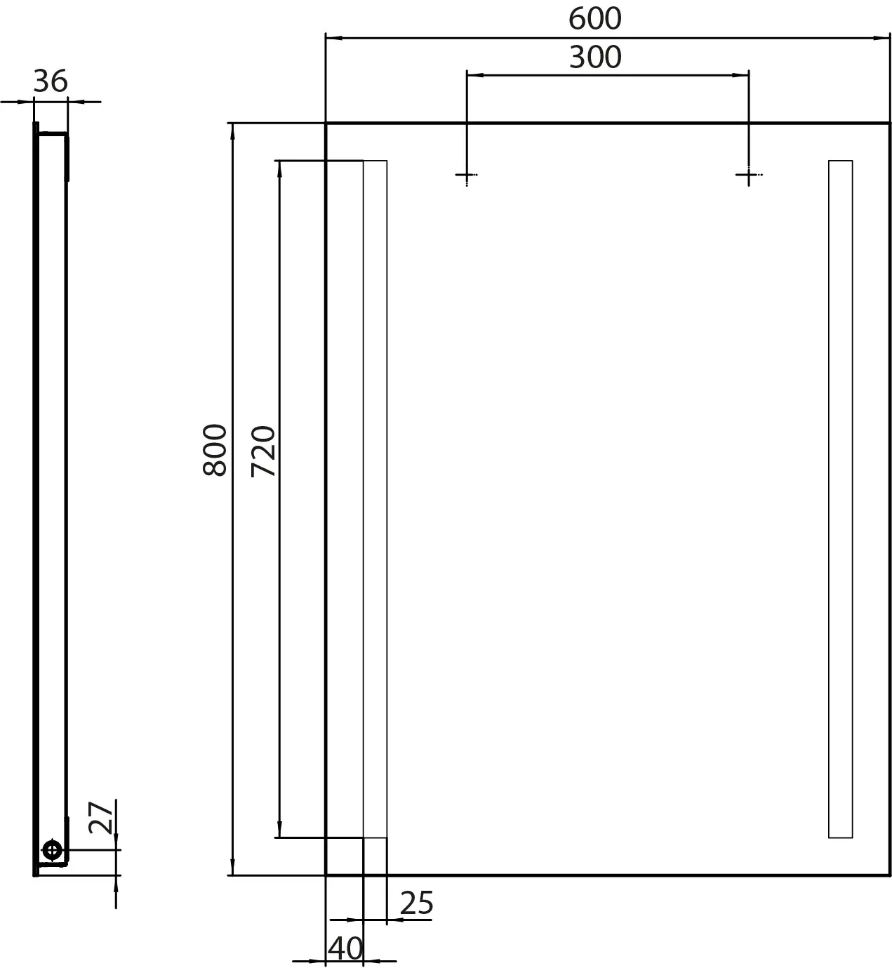 Lichtspiegel MI 270, 600 x 800 mm2700K/6500K, Sensor, IP 20