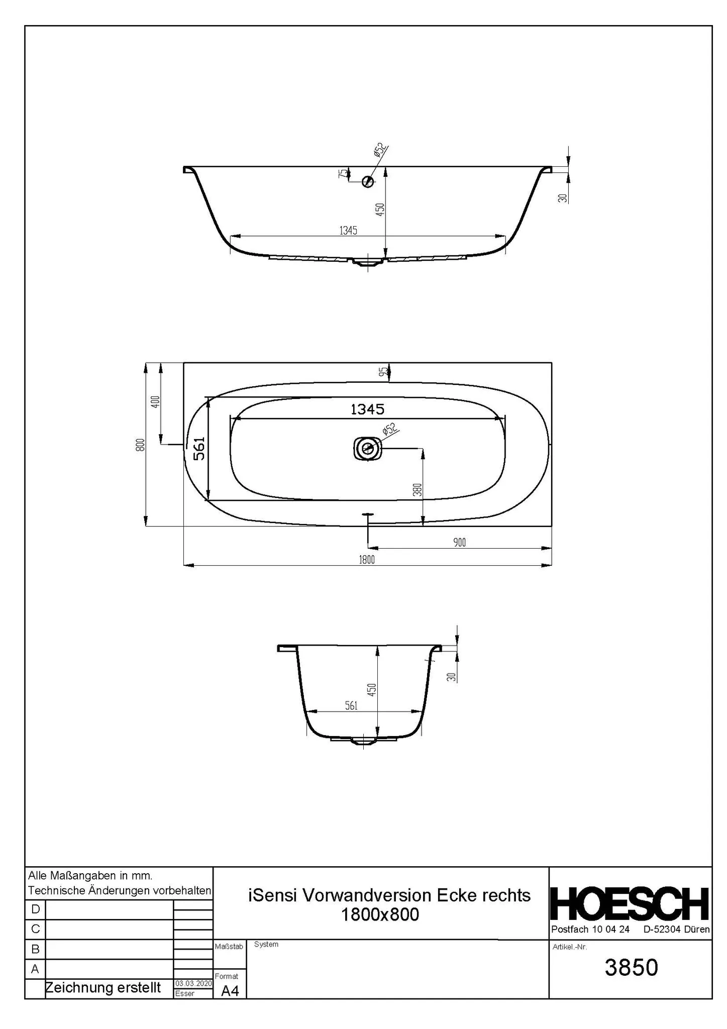 Hoesch iSensi Eck 1800x800 rechts, Weiß, Acryl-Badewanne Hoesch iSensi Eck 1800x800 rechts, Weiß, Acryl-Badewanne