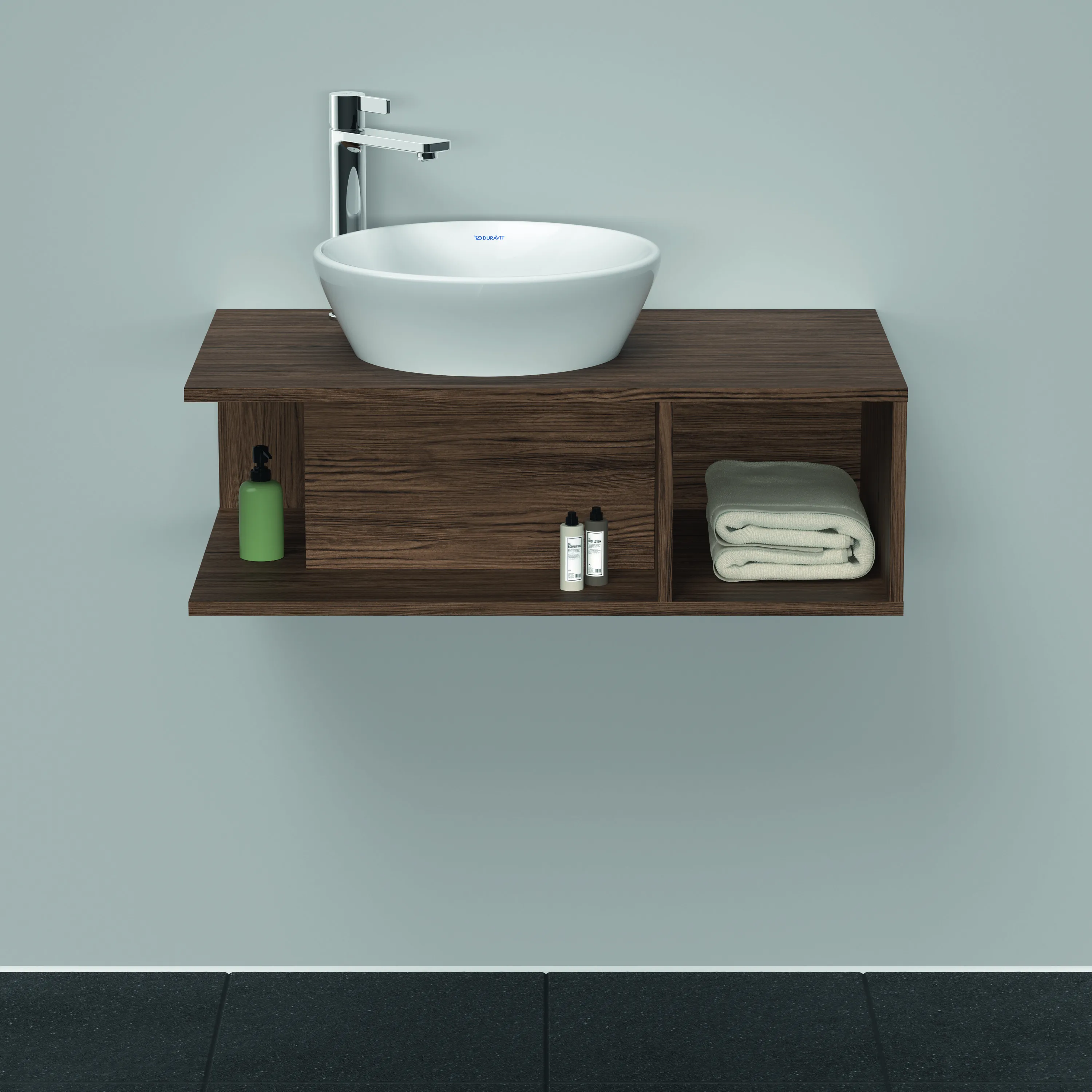Duravit Waschtischunterschrank wandhängend „D-Neo“ 80 × 26 × 48 cm Nussbaum Dunkel