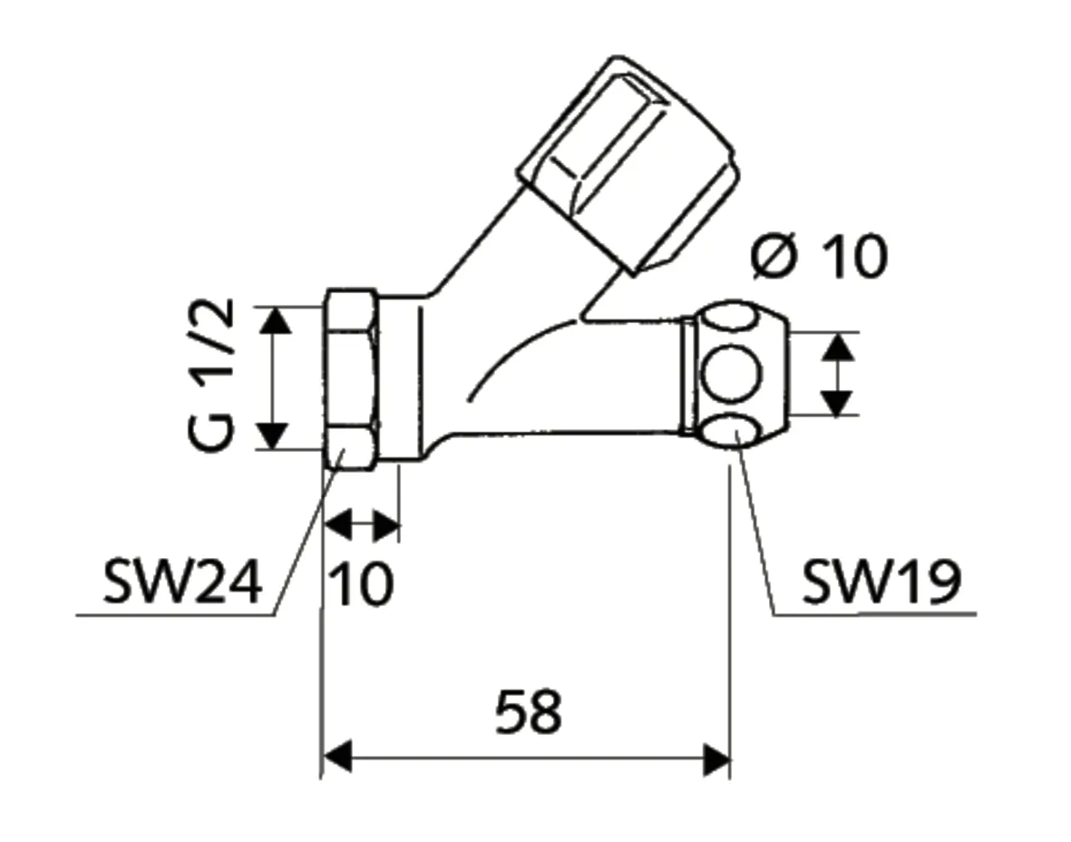 Schrägsitzventil COMFORT, COMFORT-Griff, DN 15 G 1/2 IG, Ø 10 mm (DN 10 G 3/8 AG), chrom Schrägsitzventil COMFORT, COMFORT-Griff, DN 15 G 1/2 IG, Ø 10 mm (DN 10 G 3/8 AG), chrom