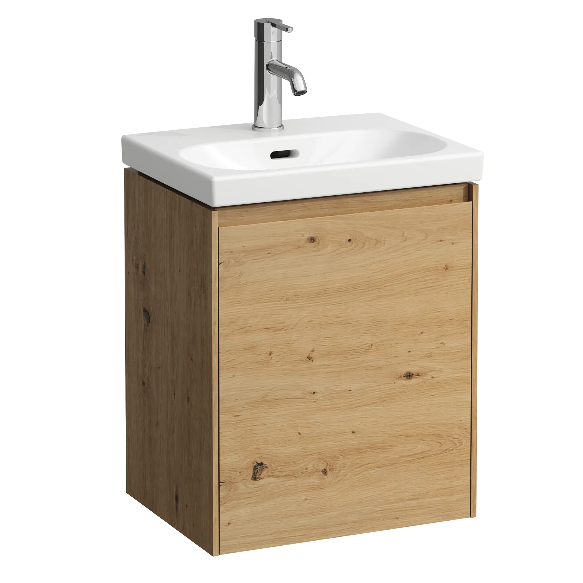 Laufen Waschtischunterbau LANI Wildeiche, 339x437x515 mm, 1 Tür Scharnier links, integrierte Griffleiste Soft-Close, Glasablage fix Laufen Waschtischunterbau LANI Wildeiche, 339x437x515 mm, 1 Tür Scharnier links, integrierte Griffleiste Soft-Close, Glasablage fix