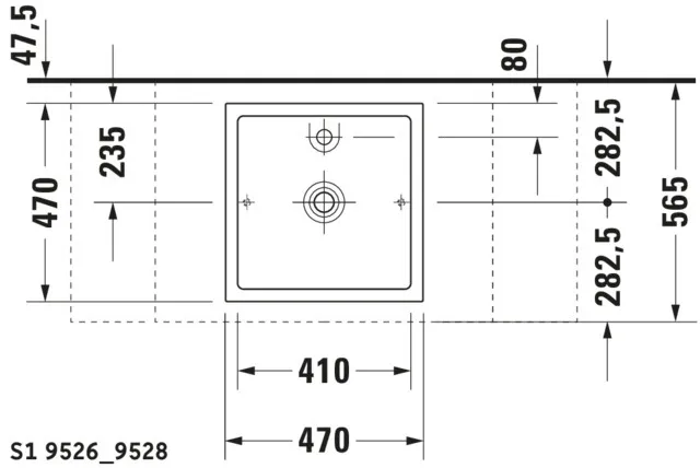 Aufsatzwaschtisch „Starck 1“, ohne Überlauf, Hahnlochposition mittig