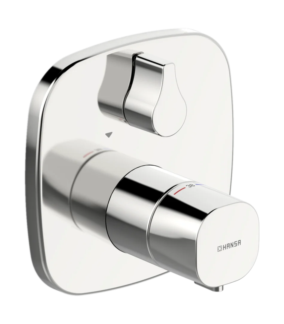HansaLIVING Wannen- und Brausearmatur Thermostat Fertigsets HansaLIVING 8114 Rosette soft edge DN15 Chrom
