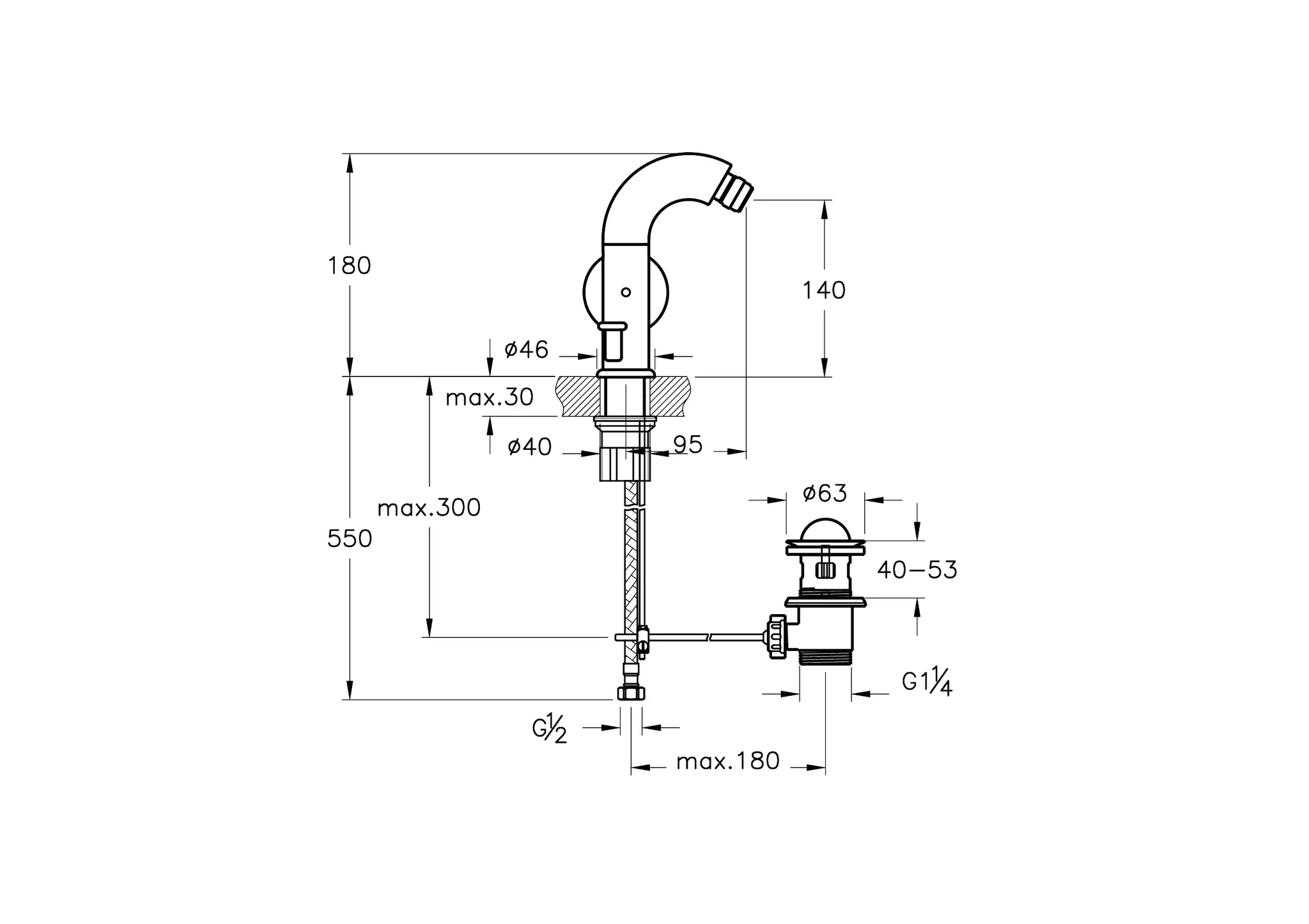 Liquid Einhebel-Bidetmischer mit Ablaufgarnitur Einlochmontage Höhe 18 cm Rechtshänder-Version Chrom Liquid Einhebel-Bidetmischer mit Ablaufgarnitur Einlochmontage Höhe 18 cm Rechtshänder-Version Chrom