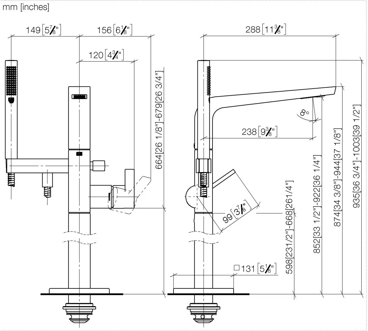 Wannen-Einhandbatterie mit Standrohr für freistehende Montage mit Schlauchbrausegarnitur CL.1 Chrom 25863705 Wannen-Einhandbatterie mit Standrohr für freistehende Montage mit Schlauchbrausegarnitur CL.1 Chrom 25863705