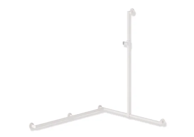 HEWI Duschhandlauf System 900, links, 1250x965/1185 mm, Edelstahl, weiß tiefmatt HEWI Duschhandlauf System 900, links, 1250x965/1185 mm, Edelstahl, weiß tiefmatt