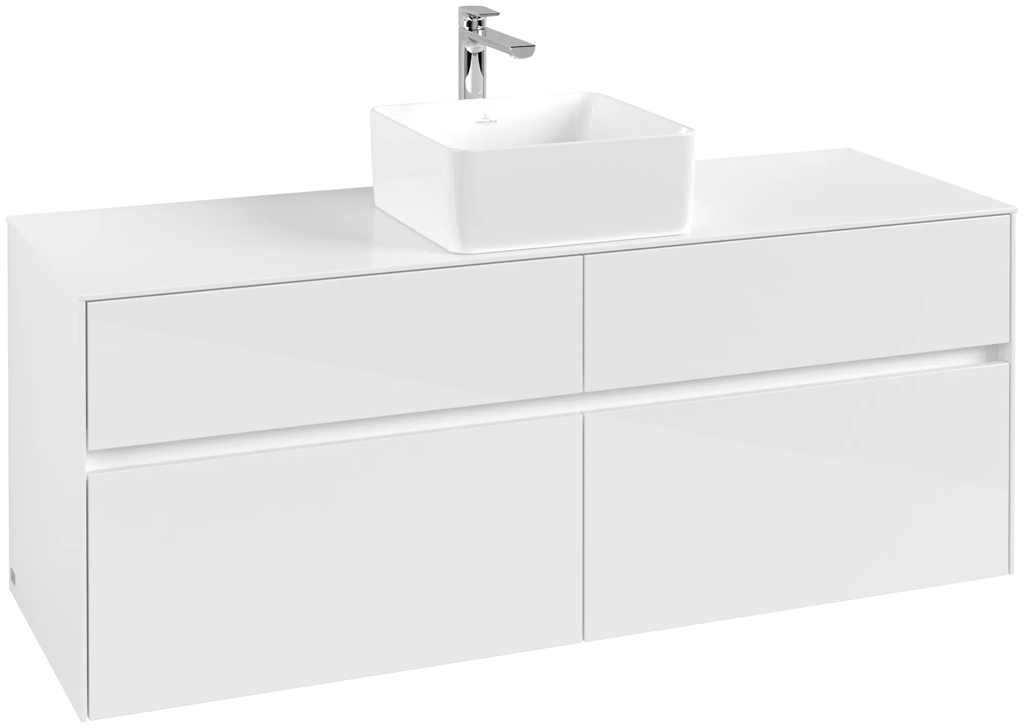 Villeroy & Boch Waschtischunterschrank „Collaro“ 1400 × 548 × 500 mm Glossy White, ohne Beleuchtung, für Becken mittig