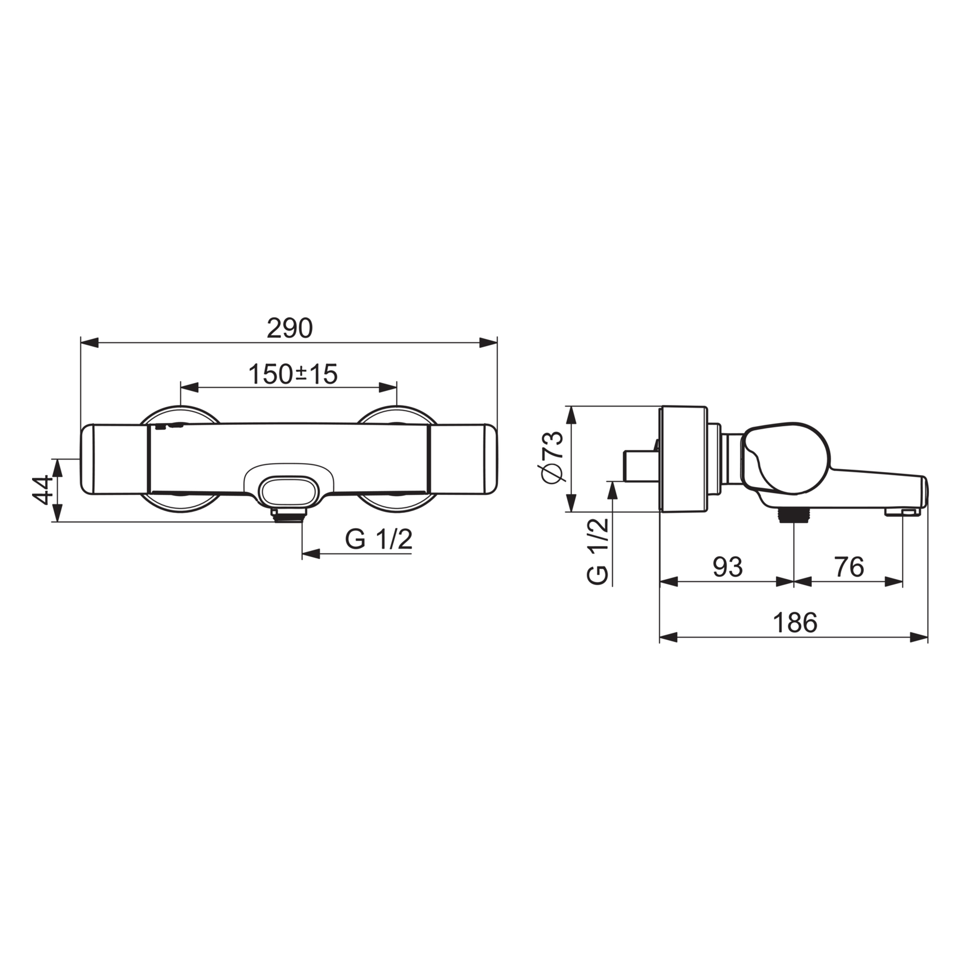 HansaCARE Wannen- und Brausearmatur HansaCARE 0871 Ausladung 168 mm Chrom HansaCARE Wannen- und Brausearmatur HansaCARE 0871 Ausladung 168 mm Chrom