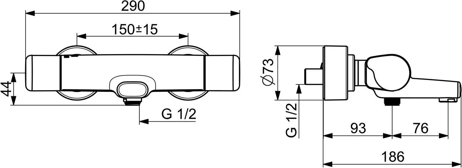 HansaCARE Wannen- und Brausearmatur HansaCARE 0871 Ausladung 168 mm Chrom HansaCARE Wannen- und Brausearmatur HansaCARE 0871 Ausladung 168 mm Chrom