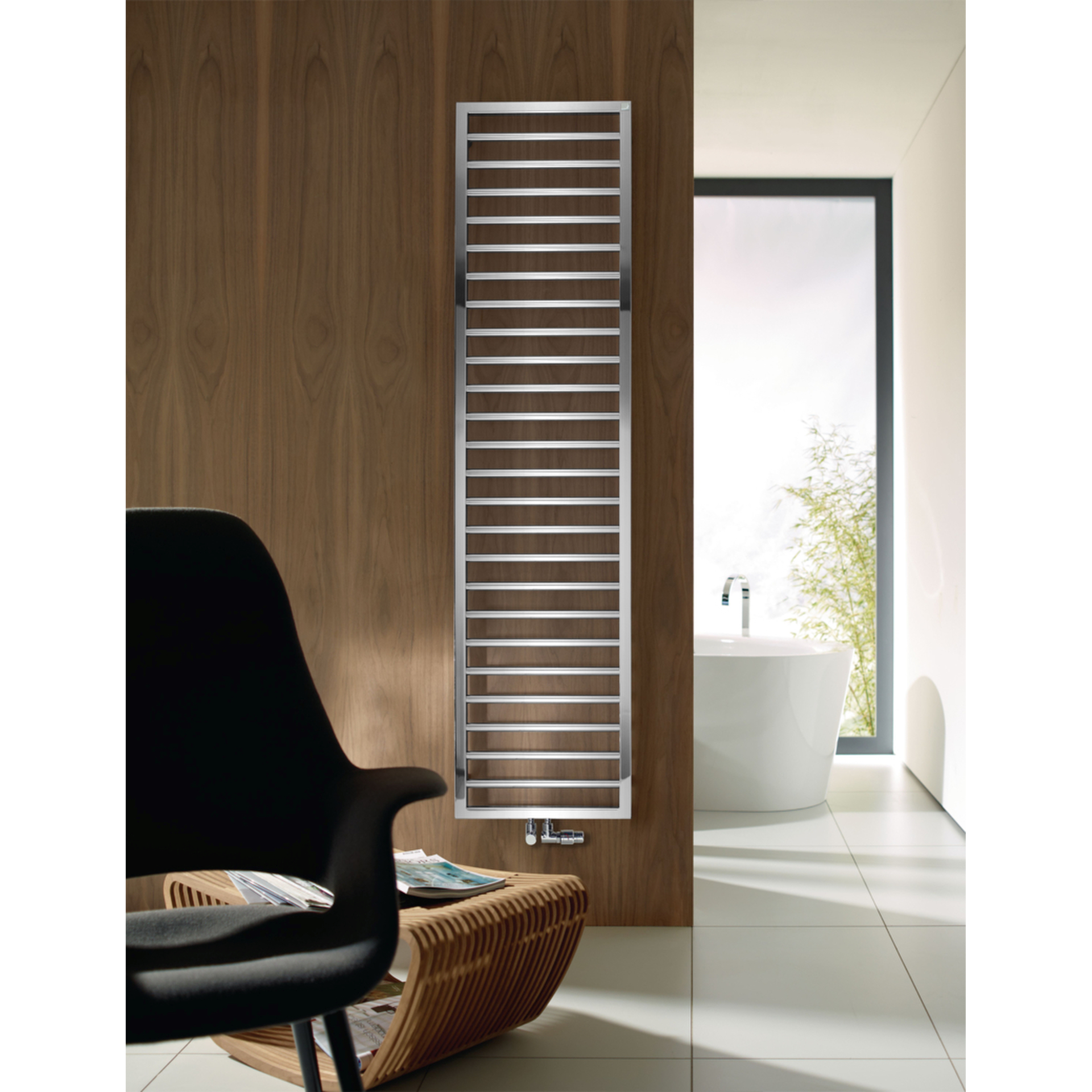 Zehnder Design-Heizkörper „Subway“ für Warmwasser-Zentralheizung oder gemischten Betrieb mit 50 mm-Mittelanschluss 60 × 154,9 cm in Chrom