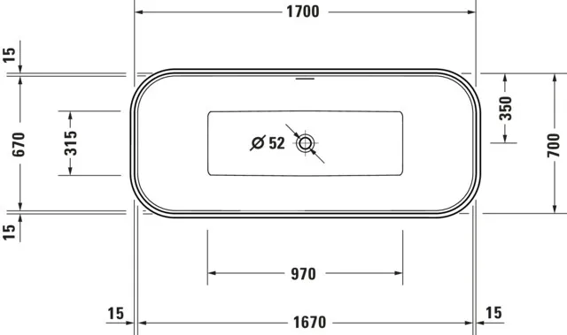 Duravit Badewanne „DuraFoga“ freistehend rechteck 170 × 70 cm