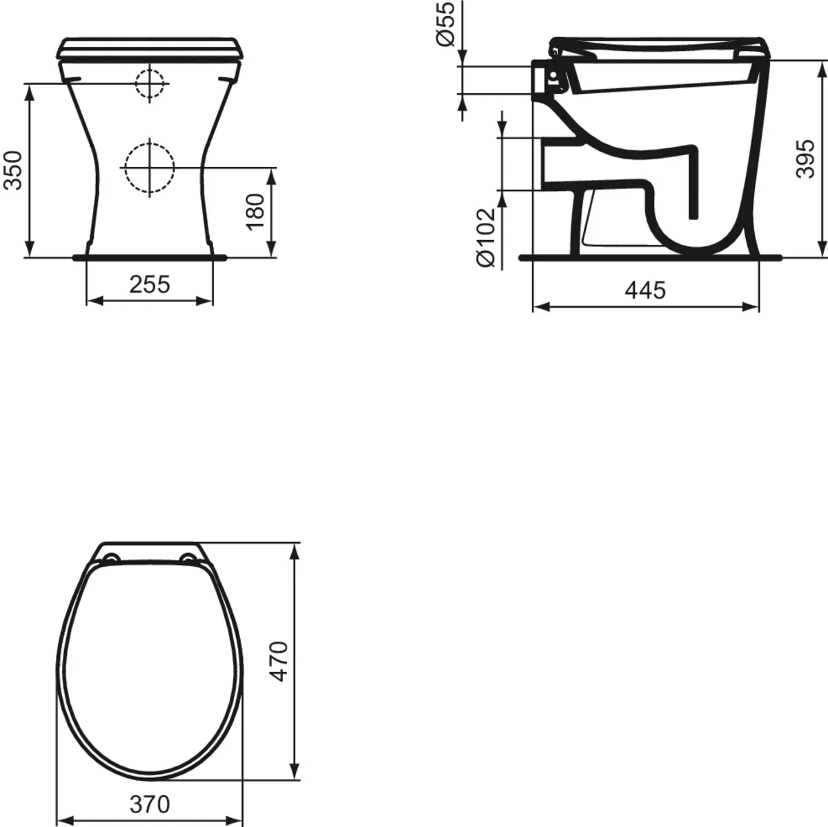 WC „Eurovit“ 36 × 39,5 × 46,5 cm