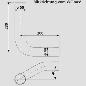 SANIT Spülbogen d:50x44 rechts versetzt 40mm weiß