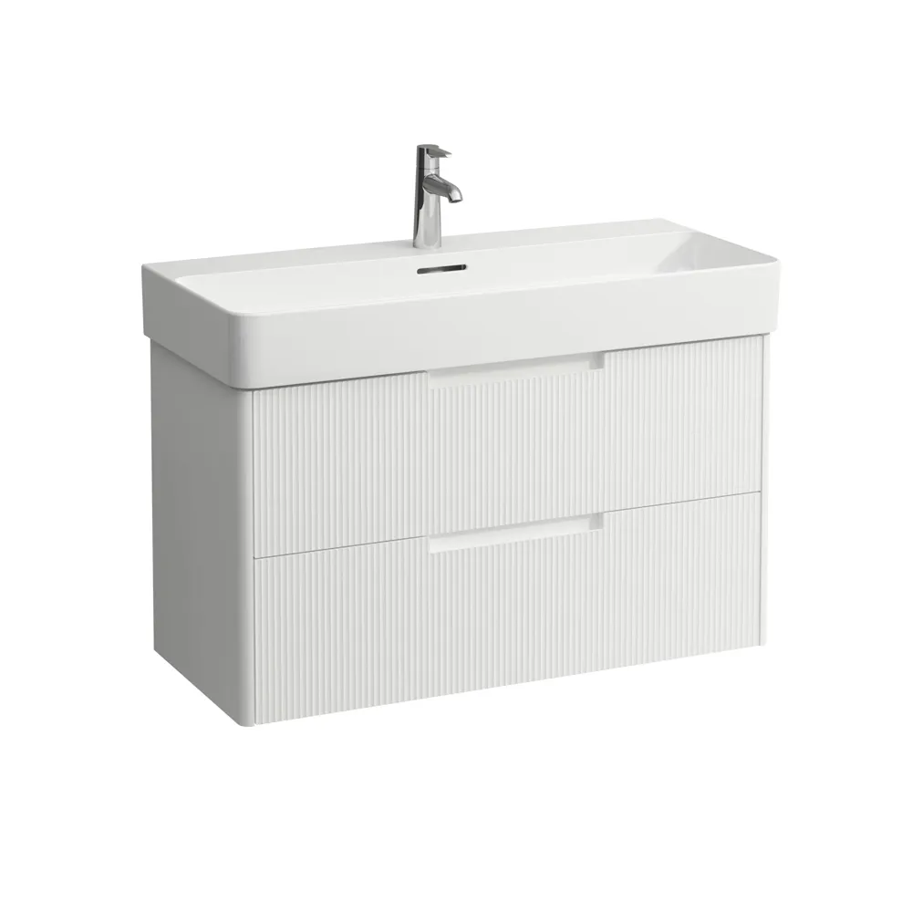 Waschtischunterbau JUNA für VAL 400x920x515 2 Schubladen mit Griffmulde für Waschtisch H810287 weiß matt