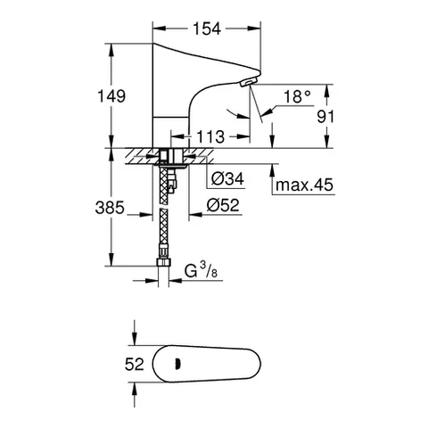 Grohe Europlus E Infrarot-Elektronik für Waschtisch, ½ ohne Mischung chrom Grohe Europlus E Infrarot-Elektronik für Waschtisch, ½ ohne Mischung chrom