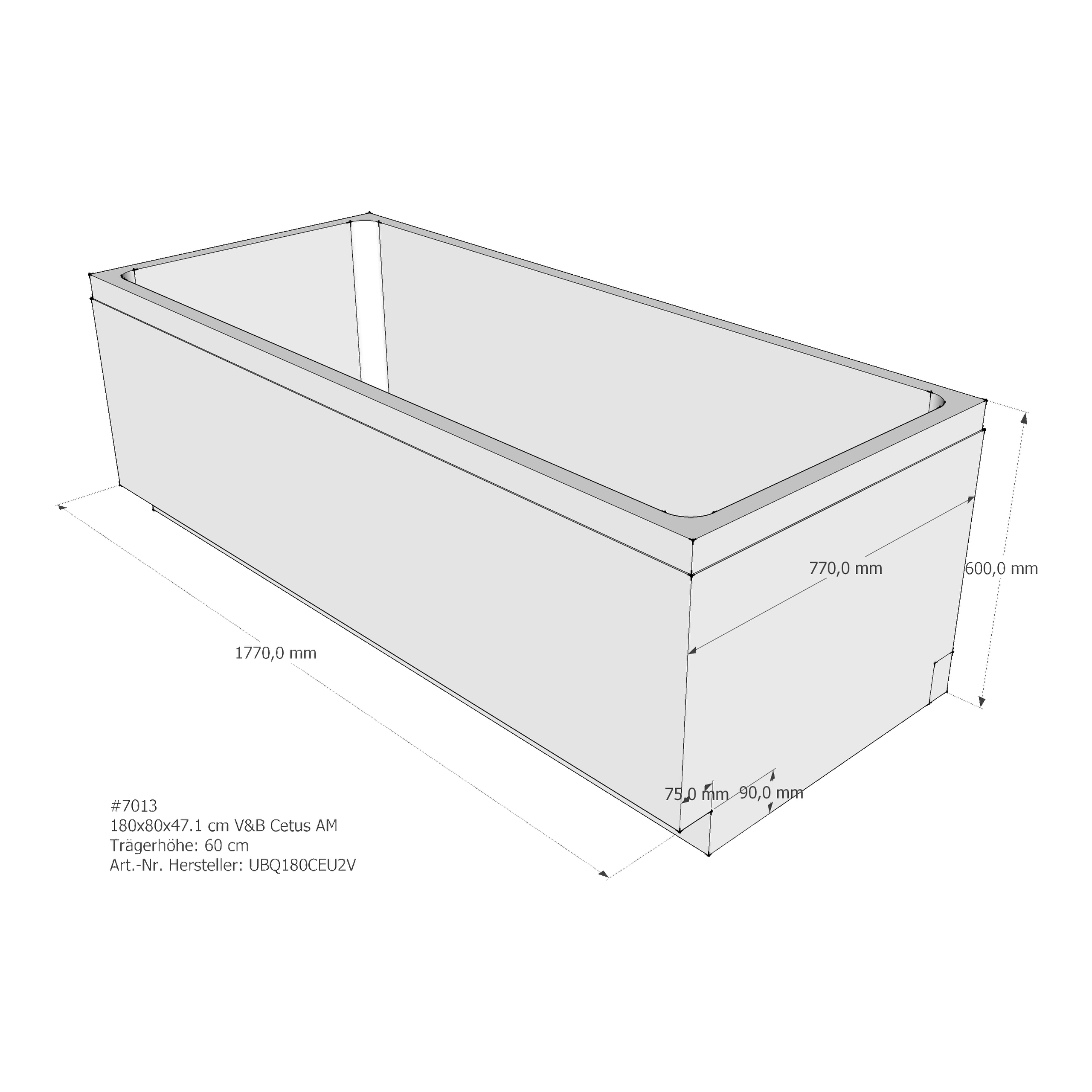 Badewannenträger für Villeroy & Boch Cetus 180 × 80 × 47,1 cm