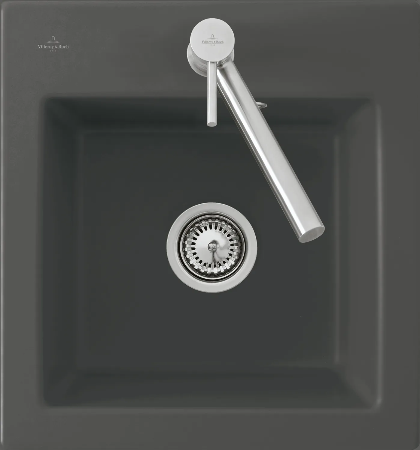 Villeroy & Boch flächenbündiges Küchenspülbecken „Subway“ 45 XS flat 440 × 475 × 220 mm, für Becken mittig in Graphite Villeroy & Boch flächenbündiges Küchenspülbecken „Subway“ 45 XS flat 440 × 475 × 220 mm, für Becken mittig in Graphite