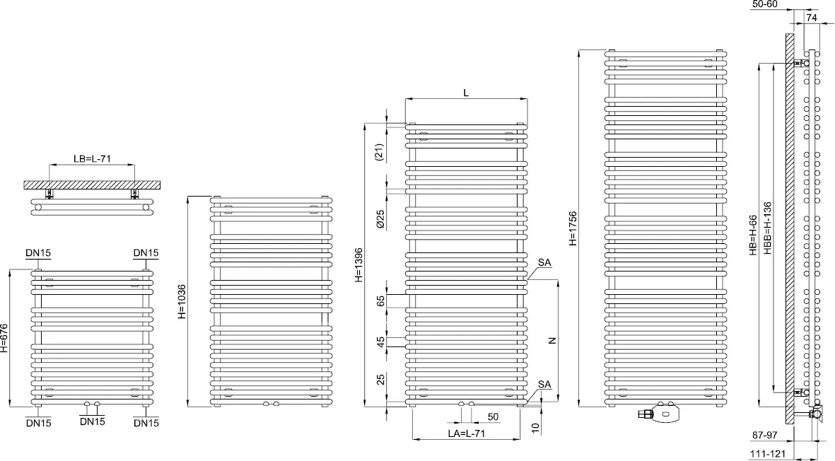 BEMM Design-Heizkörper „Cobo 2“ 80,1 × 139,6 cm in Silbermetallic