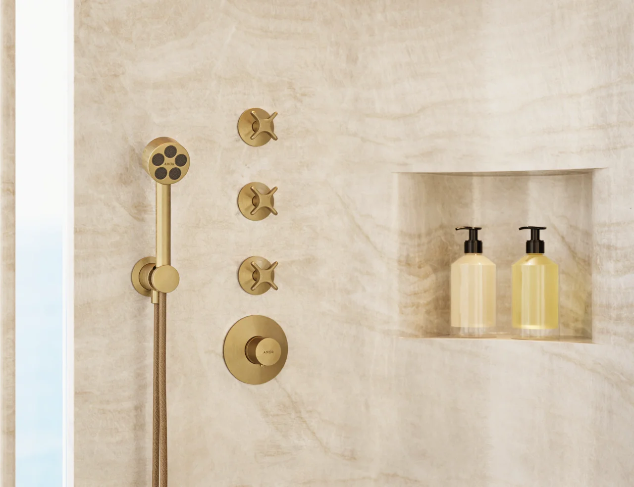 Hansgrohe AXOR ShowerSolutions Textilbrauseschlauch 1,60 m, Brushed Bronze, mit konischer und zylindrischer Mutter Hansgrohe AXOR ShowerSolutions Textilbrauseschlauch 1,60 m, Brushed Bronze, mit konischer und zylindrischer Mutter