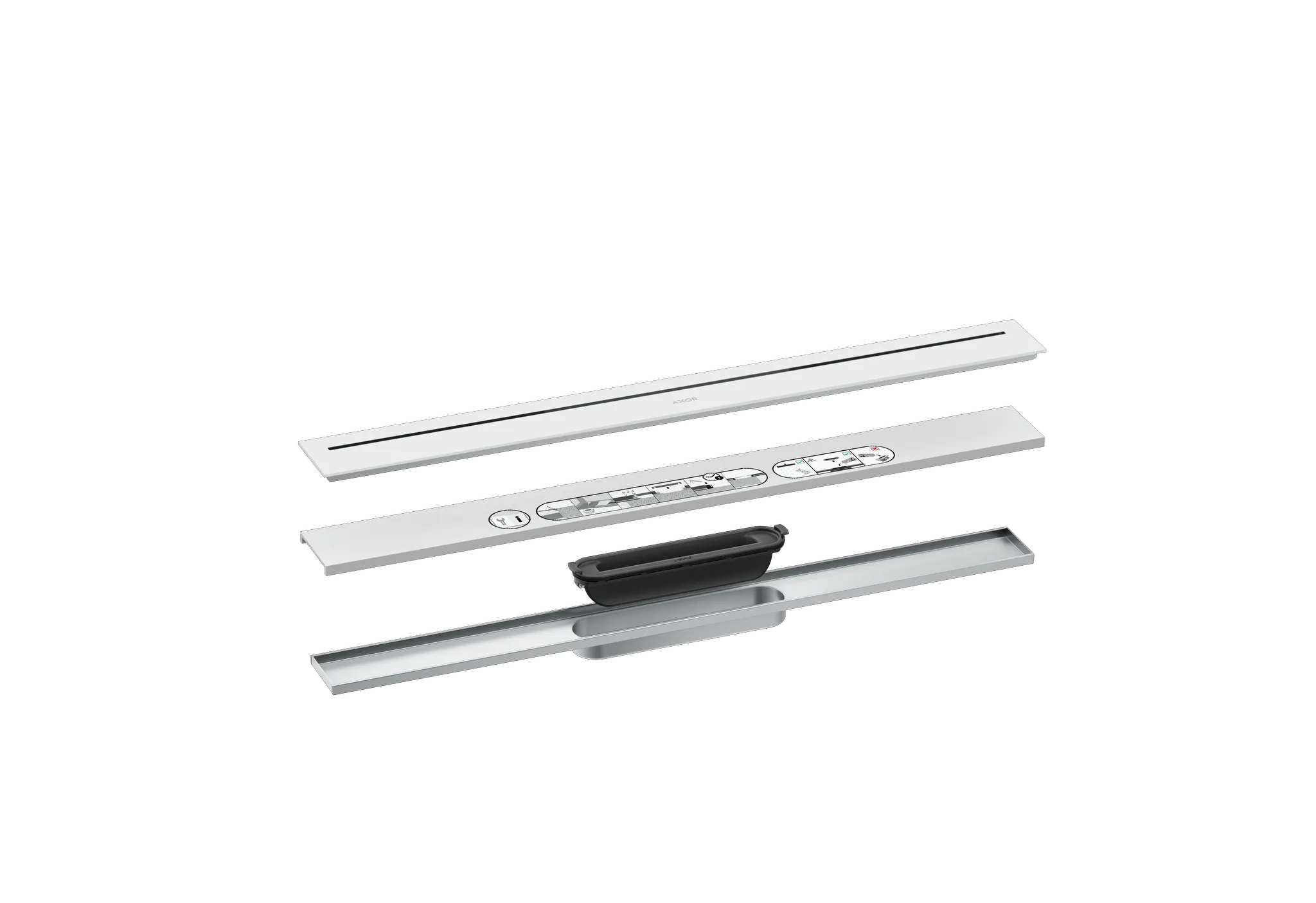 Hansgrohe AXOR Drain Fertigset Duschrinne 700, Mattweiß Hansgrohe AXOR Drain Fertigset Duschrinne 700, Mattweiß