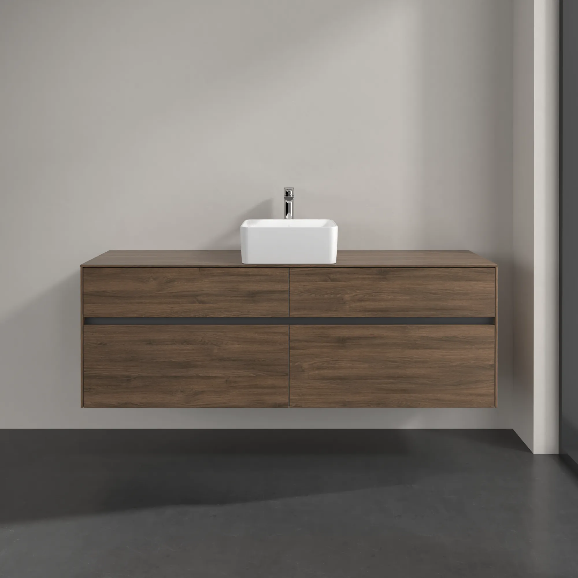 Villeroy & Boch Waschbeckenunterschrank Collaro Arizona Oak, 1600x548x500 mm, mit Beleuchtung und SoftClosing, Eckig Villeroy & Boch Waschbeckenunterschrank Collaro Arizona Oak, 1600x548x500 mm, mit Beleuchtung und SoftClosing, Eckig