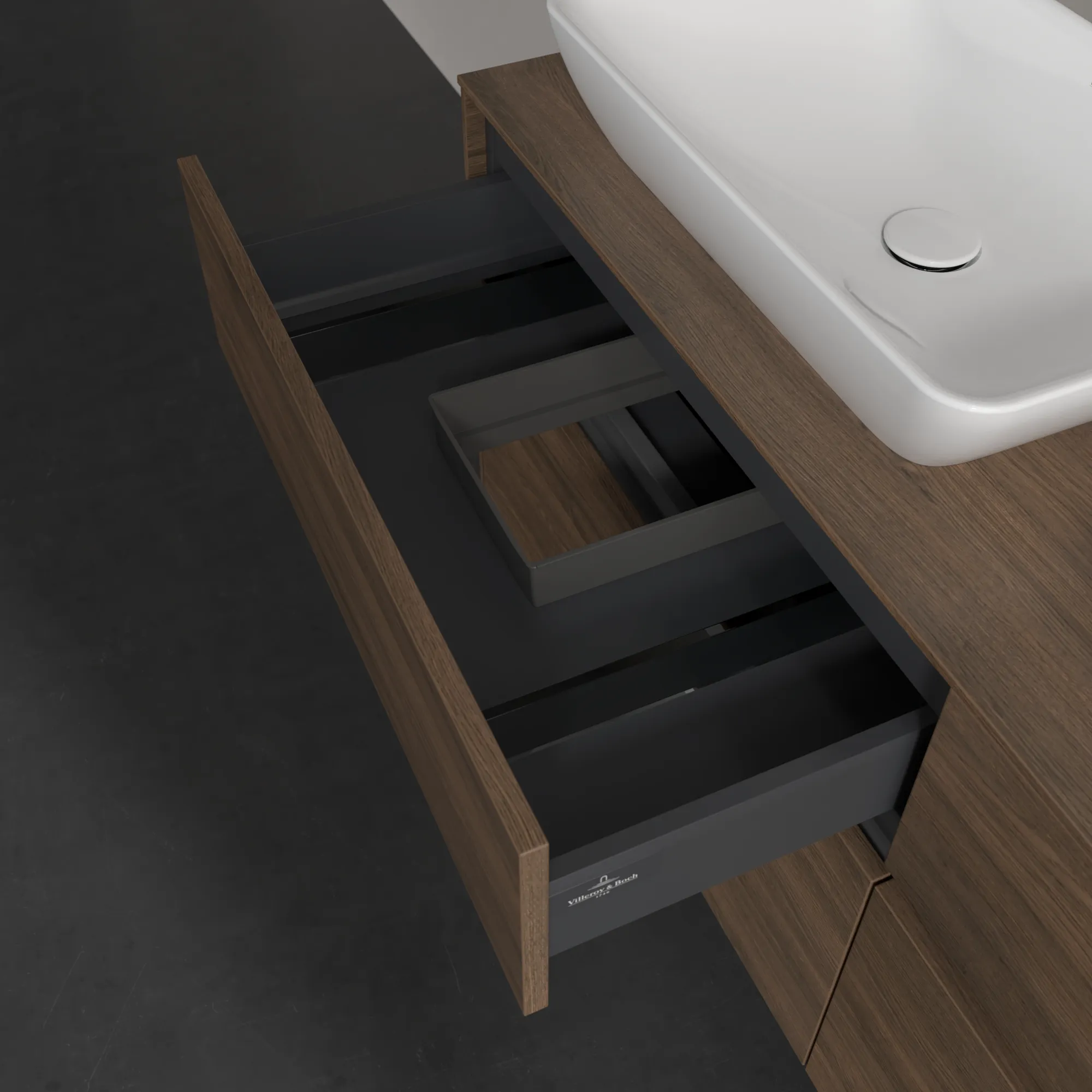 Villeroy & Boch Waschbeckenunterschrank Collaro Arizona Oak, 1400 x 500 mm, Höhe 548 mm, 4 Auszüge mit SoftClosing, für 2 Waschbecken