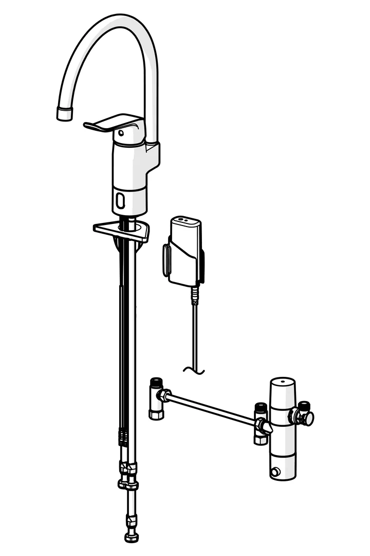 EHM Küchenarmatur HansaCARE 4614 3V, Bluetooth Ausladung 178mm Chrom