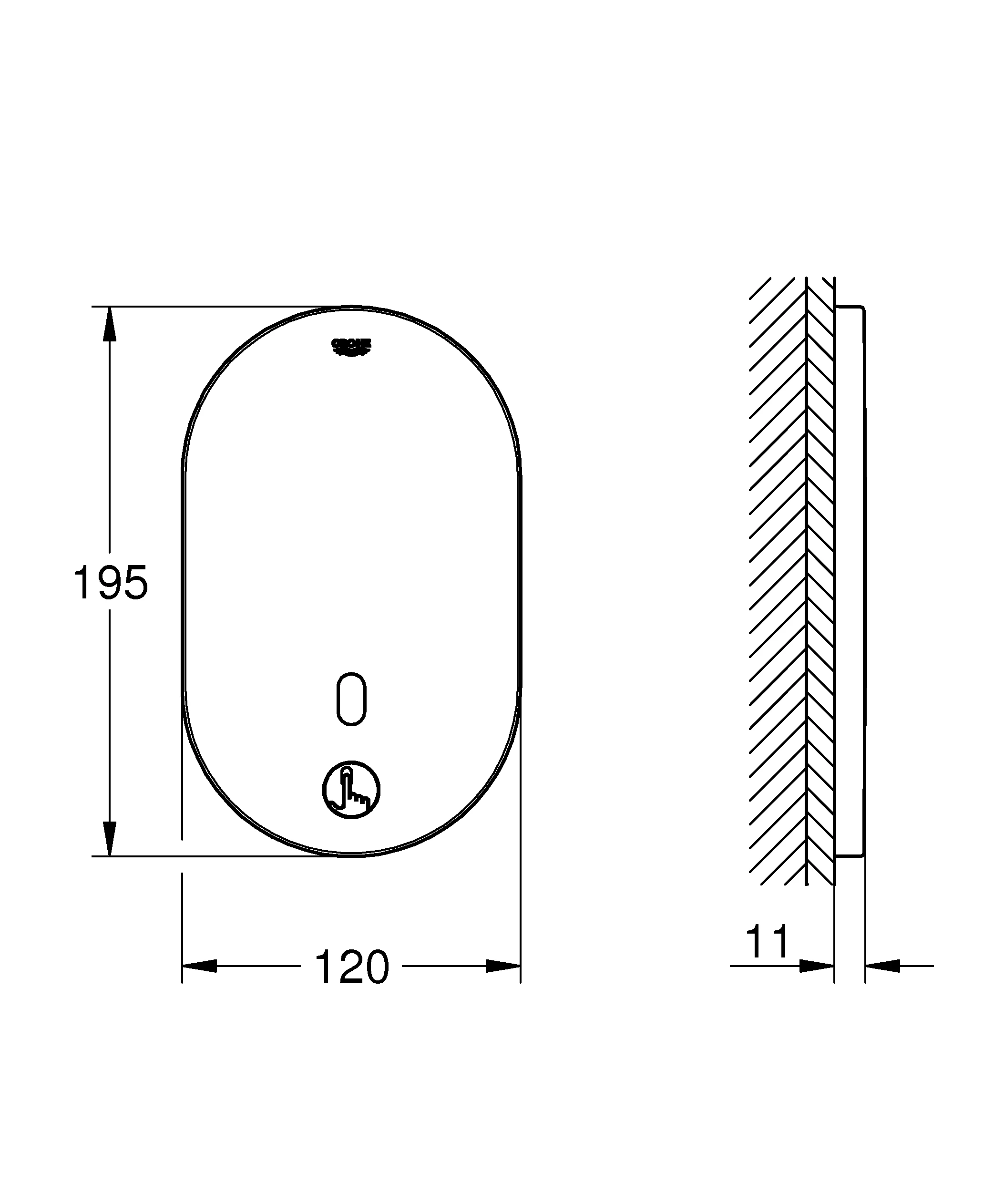 Infrarot-Elektronik für Brausethermostat Eurosmart CE 36463, Fertigmontageset für UP-Einbaukasten 36416001 und 36464000, für verdeckte, voreinstellbare thermostatische Mischeinrichtung, chrom