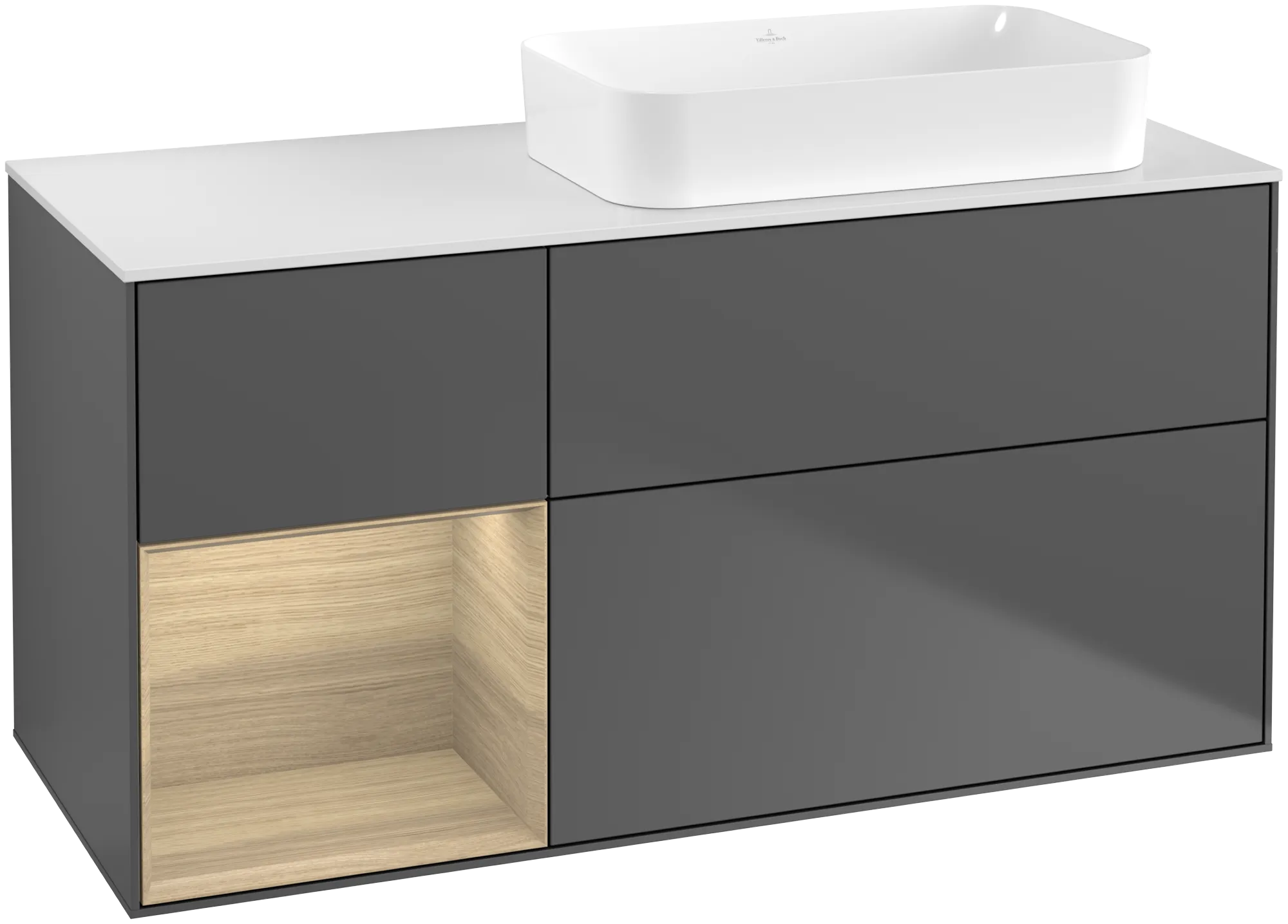 Villeroy & Boch Finion Waschbeckenunterschrank F68 1200x603x501mm Anthrazit/Eiche Weiß